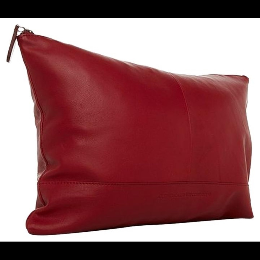 Clever Carriage Red Leather Travel Pillow/Bag
